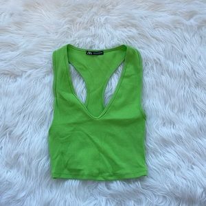 NWOT!! Zara Neon Green Party Top